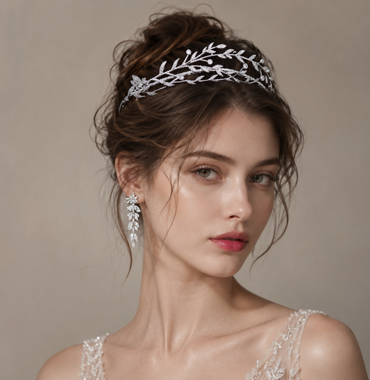 Luxury Leaf Bridal Tiara – Crystal Wedding Crown for Brides