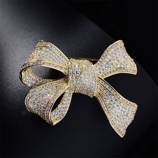 Luxury Zircon Bow Brooch – Elegant and Refined Design for a Sophisticated Look