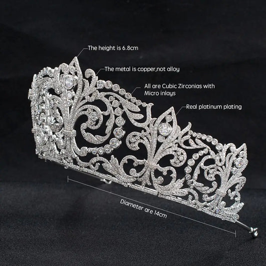 Vintage-Inspired Luxury Tiara – Silver Crystal Diadem