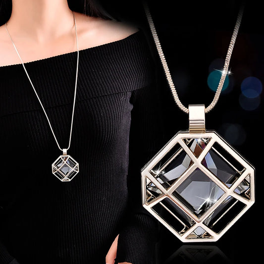 Fashion Long Crystal Pendant Necklace for Women