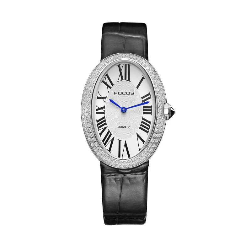 Leather Watch for Women Elegant Luxury Brand Ladies Oval Quartz Watch Fashion
