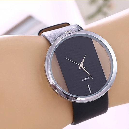 Elegant Women’s Leather Strap Watch with Circular Dial – Minimalist & Modern Design for Everyday Style