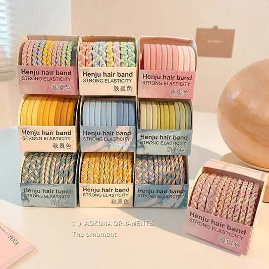 Colorful High-Elastic Hair Tie Set – Soft Nylon & Rubber Hair Bands | Cute Hair Accessories for Women & Girls