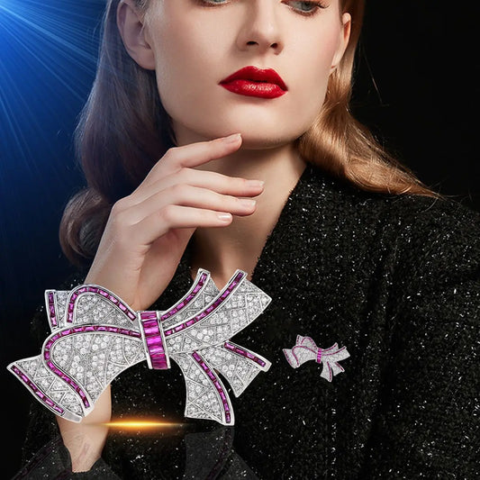 Luxury Zircon Bow Brooch – Elegant and Refined Design for a Sophisticated Look
