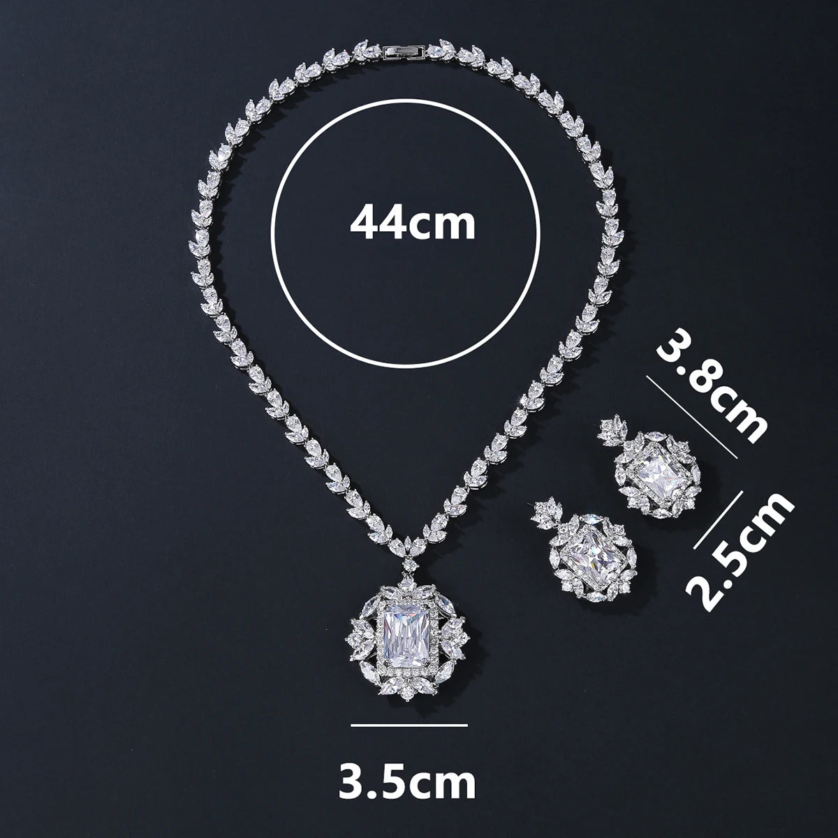Luxury Cubic Zirconia Necklace & Earrings Set – Bridal & Evening Jewelry for Women