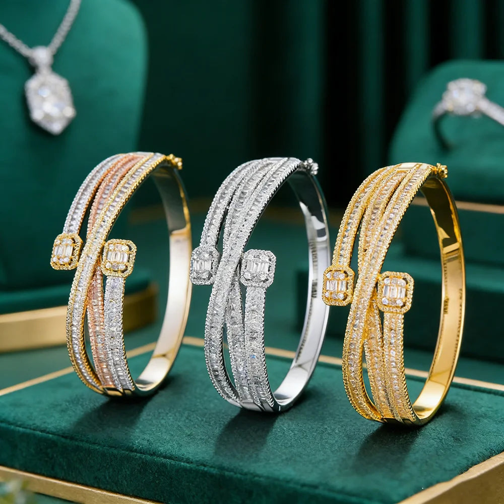 Luxury Crystal Bangle Bracelet for Women – Elegant Wedding & Party Jewelry