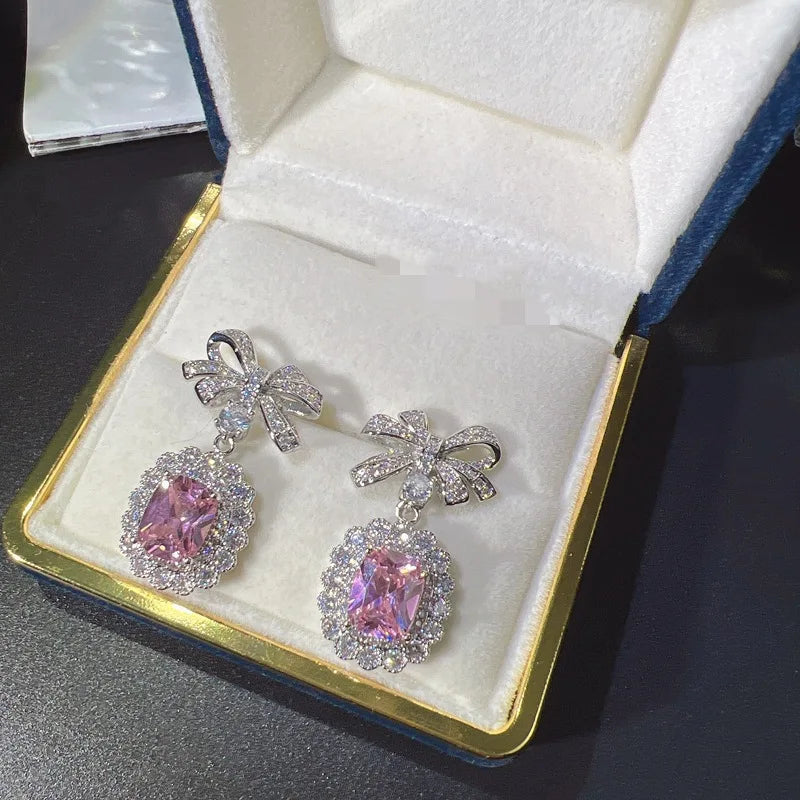 Luxury Zirconia Necklace & Earrings Set – Elegant Bow Design