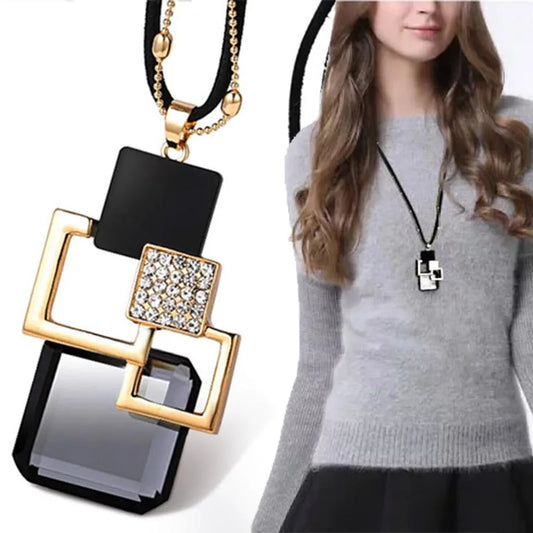 Elegant crystal necklace with a unique modern design