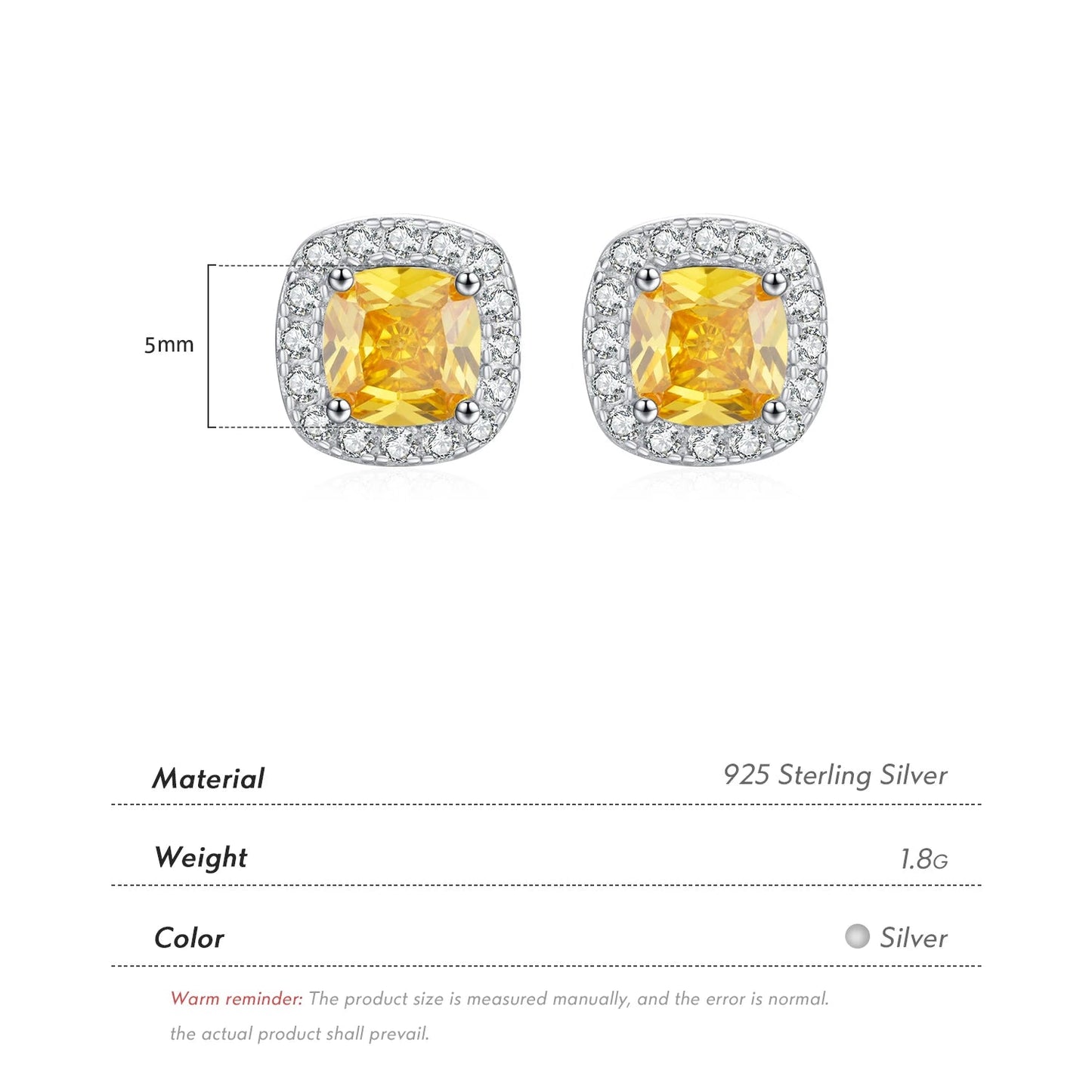 Luxury Zirconia Stud Earrings – Sparkling Crystal Square Design