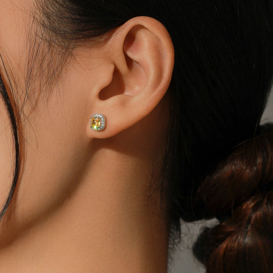 Luxury Zirconia Stud Earrings – Sparkling Crystal Square Design