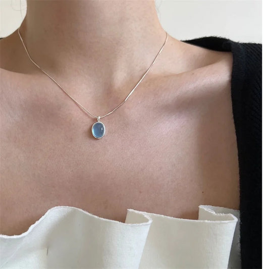 Oval Pendant Necklace For Women Girls Luxury