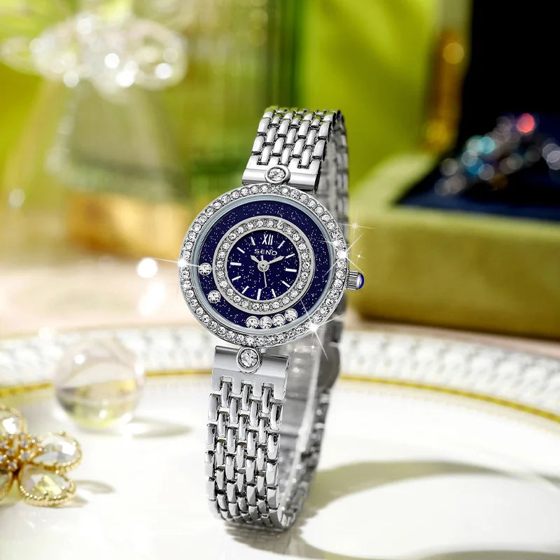 Luxury Crystal Women's Watch – Stainless Steel Quartz Bracelet