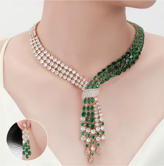 Luxury Water Drop Necklace & Earrings Set – Elegant Jewelry for Parties & Occasions