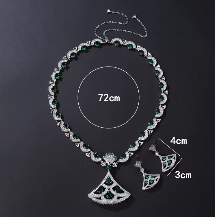 Luxury Zircon Pendant Necklace & Earrings Set – Elegant Jewelry for Women