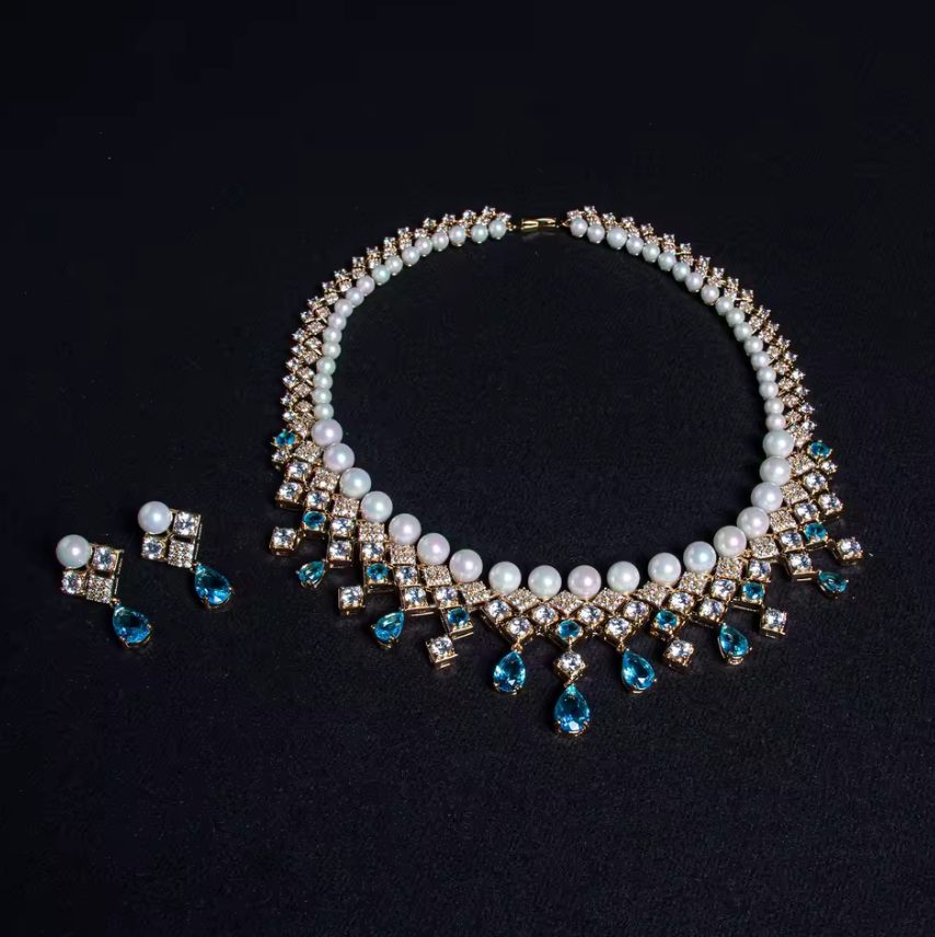 Luxurious Pearl & Zirconia Jewelry Set – Glamorous Party & Wedding Look