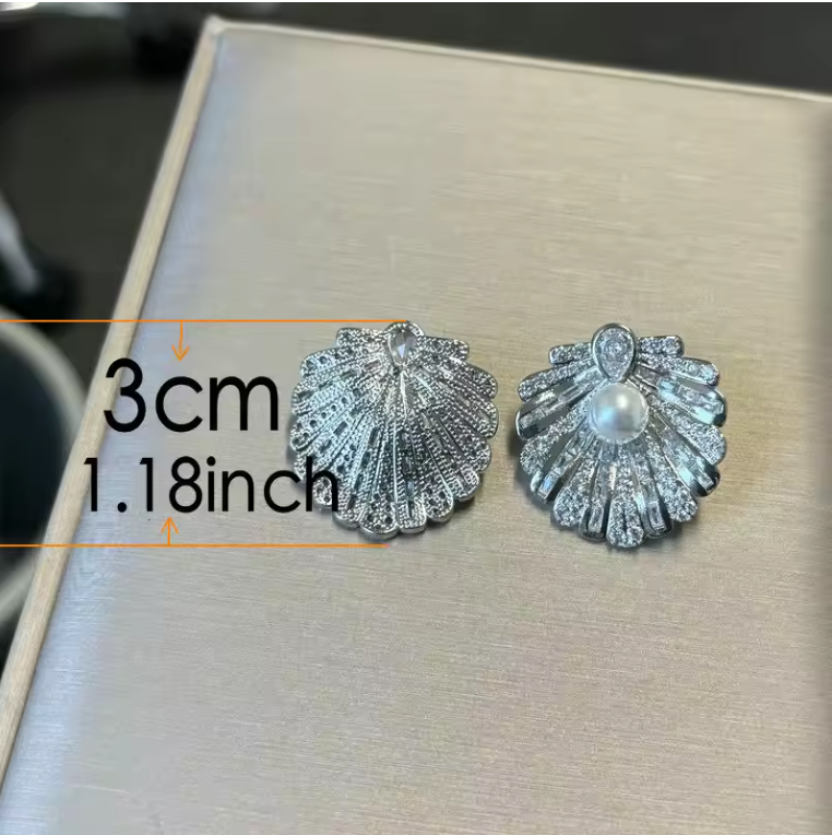Luxury Shell Zircon Stud Earrings – Elegant Waterdrop Design