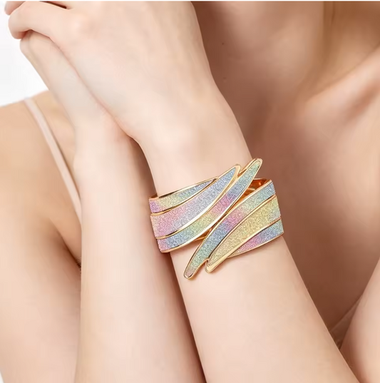 Wide Glitter Cuff Bracelet – Bold & Elegant Statement