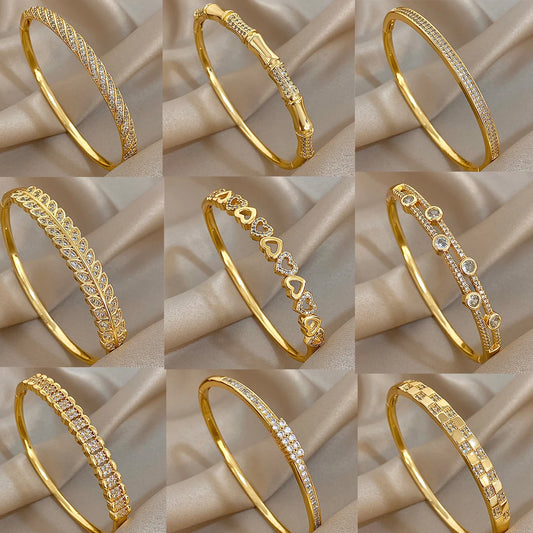 Gold Plated Zircon Bangle Bracelets – Elegant & Modern Women’s Jewelry