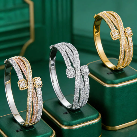 Luxury Crystal Bangle Bracelet for Women – Elegant Wedding & Party Jewelry