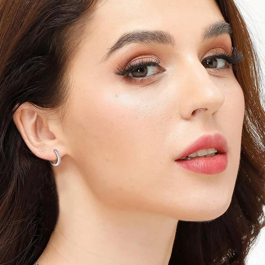 Dainty 925 Silver Hoop Earrings – Gold Plated & Zircon