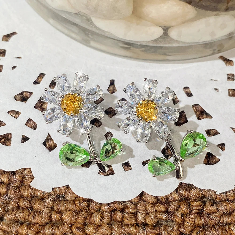 Luxury Daisy Flower Zircon Earrings