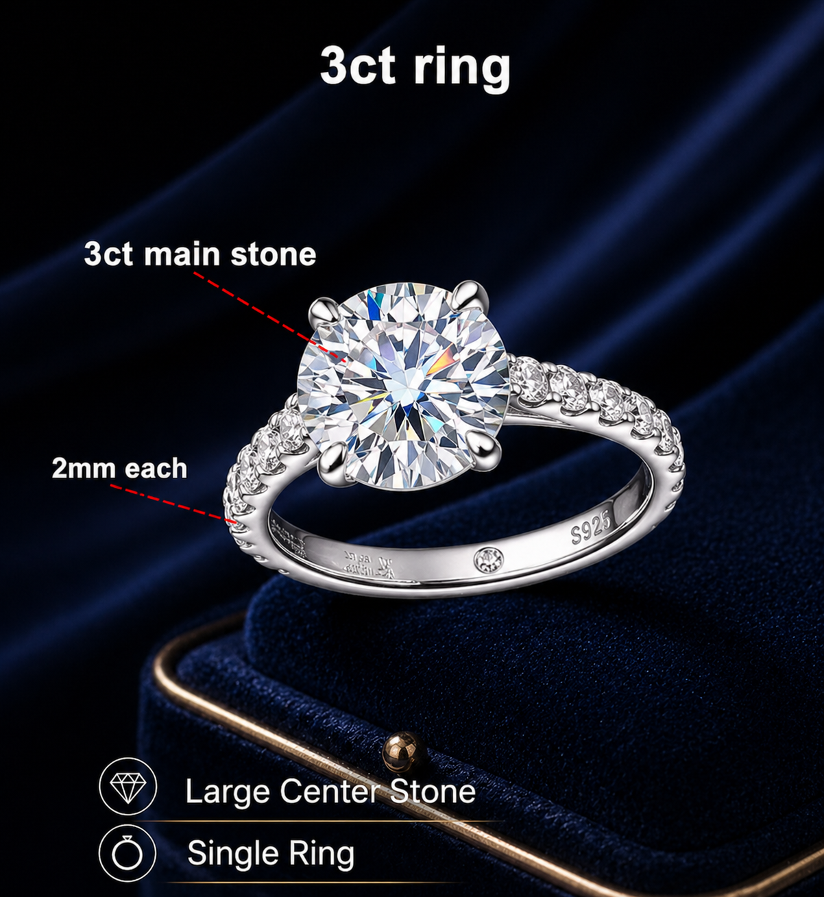 Moissanite Rings for women Sparkling Diamond Bridal Sets with GRA s925 Sterling Sliver Plated 18k Eternity Band