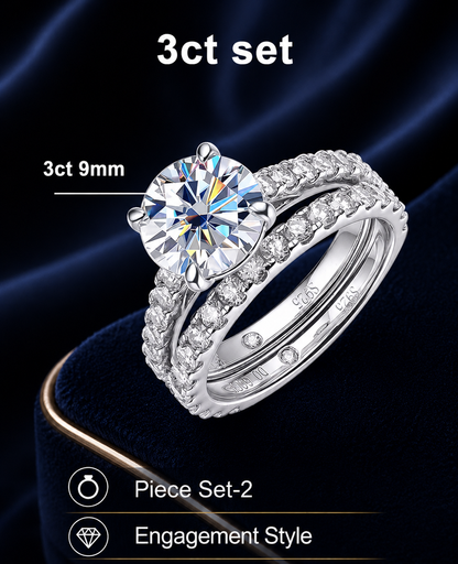 Moissanite Rings for women Sparkling Diamond Bridal Sets with GRA s925 Sterling Sliver Plated 18k Eternity Band