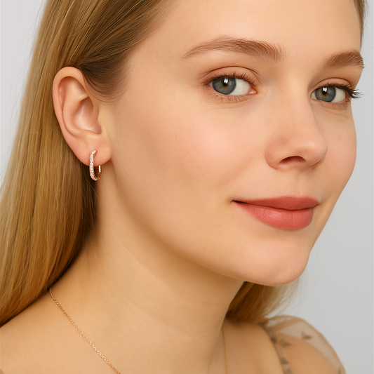 925 Silver Hoop Earrings with sparkling zircon – elegant