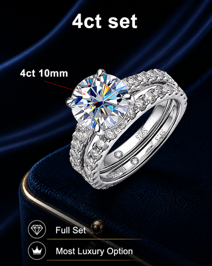 Moissanite Rings for women Sparkling Diamond Bridal Sets with GRA s925 Sterling Sliver Plated 18k Eternity Band