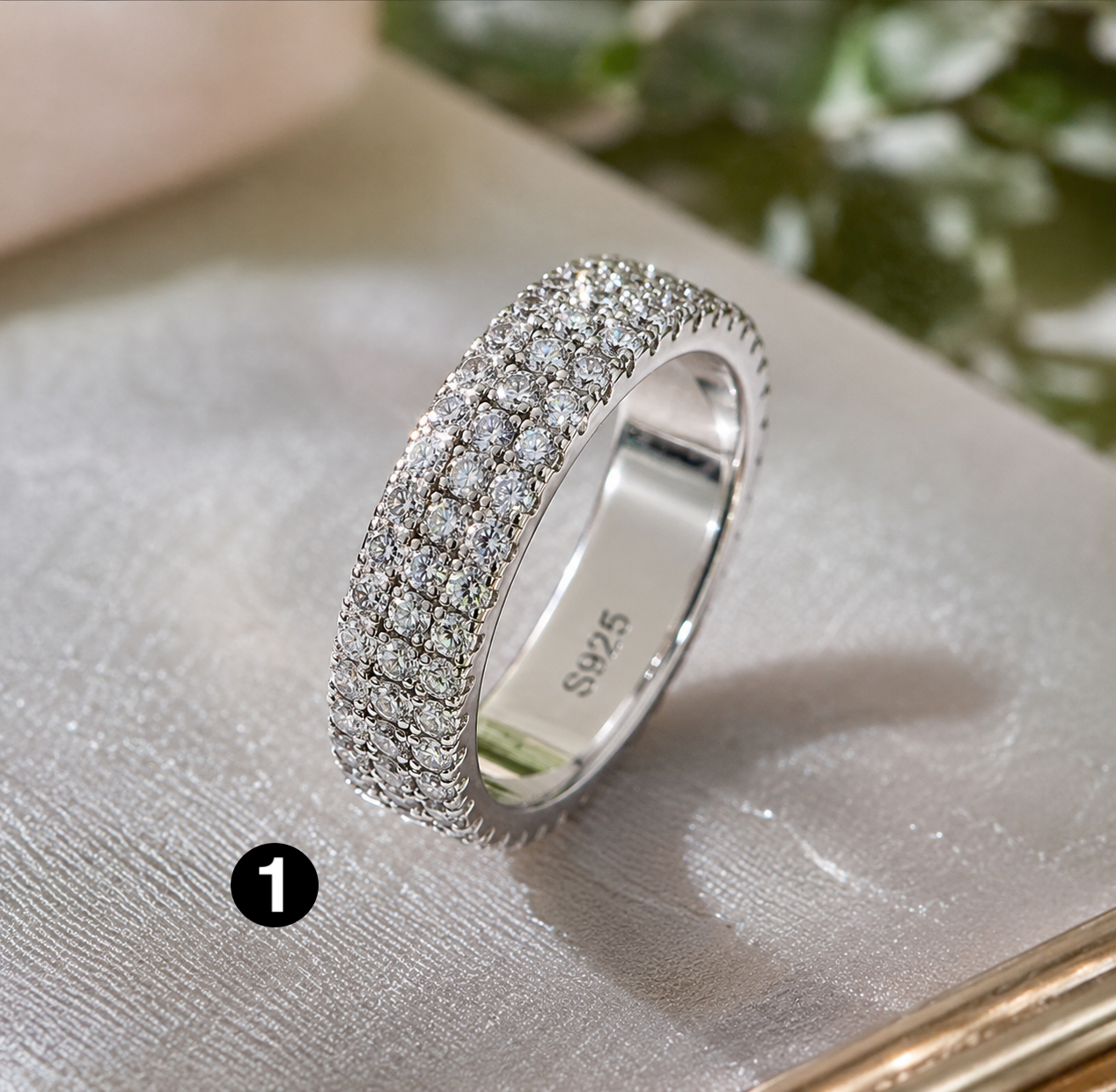925 Sterling Sliver Moissanite Eternity Ring - Luxury Sparkling Band