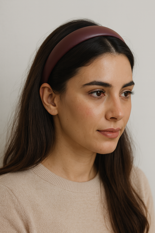 Vintage PU Leather Headband – Elegant Non-Slip Hair Accessory for Women