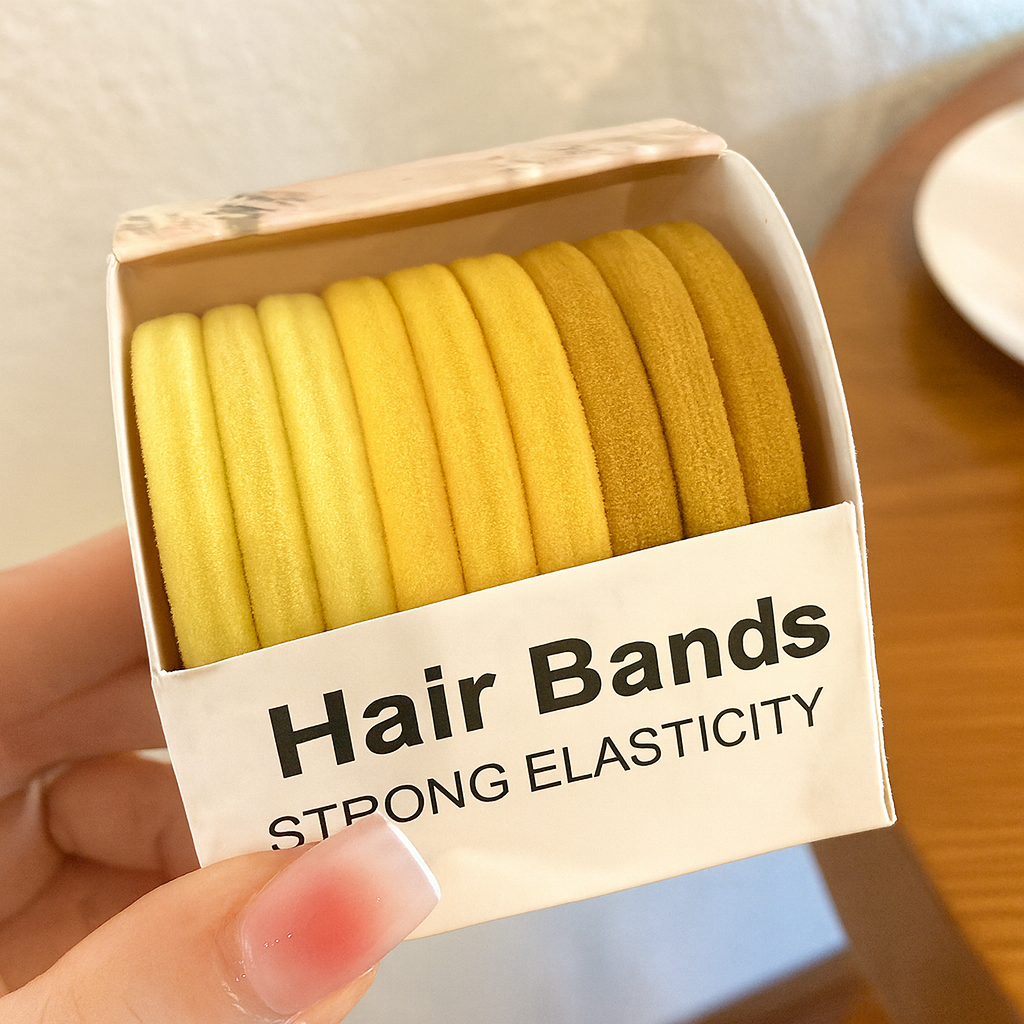 Colorful High-Elastic Hair Tie Set – Soft Nylon & Rubber Hair Bands | Cute Hair Accessories for Women & Girls