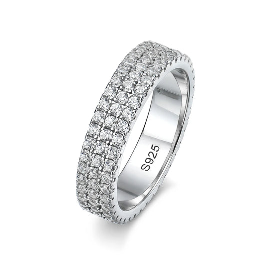 925 Sterling Sliver Moissanite Eternity Ring - Luxury Sparkling Band for Women & Men