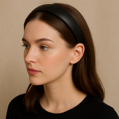 Vintage PU Leather Headband – Elegant Non-Slip Hair Accessory for Women