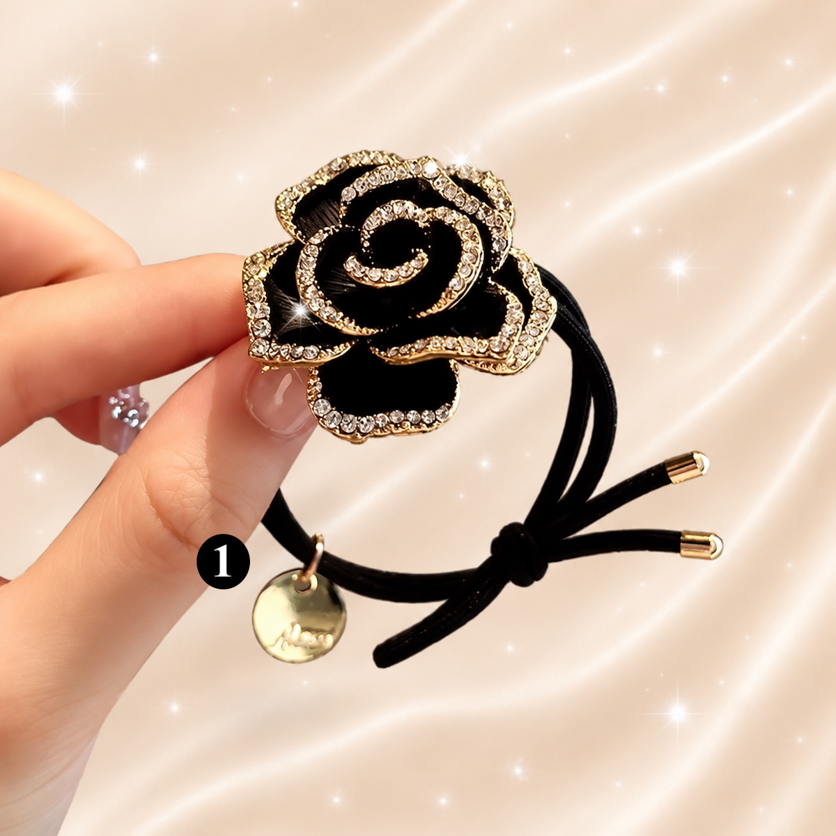 Sparkling Crystal Rose Hair Tie – Luxury Floral Design