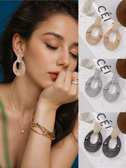 Luxurious zircon-studded earrings, perfect for all occasions, parties, and weddings.
