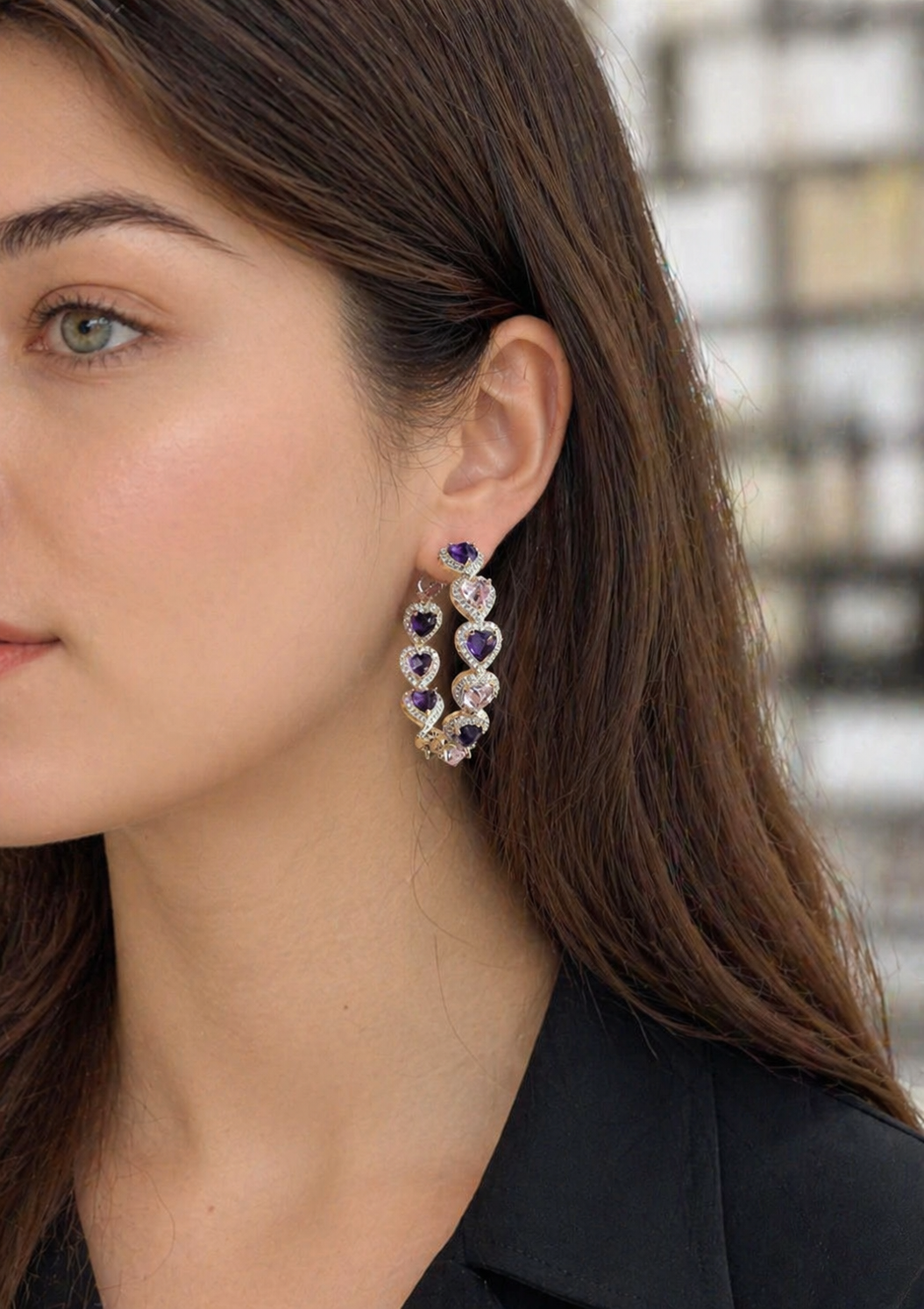 Premium Zirconia Hoop Earrings – Elegant Crystal Circle Jewelry