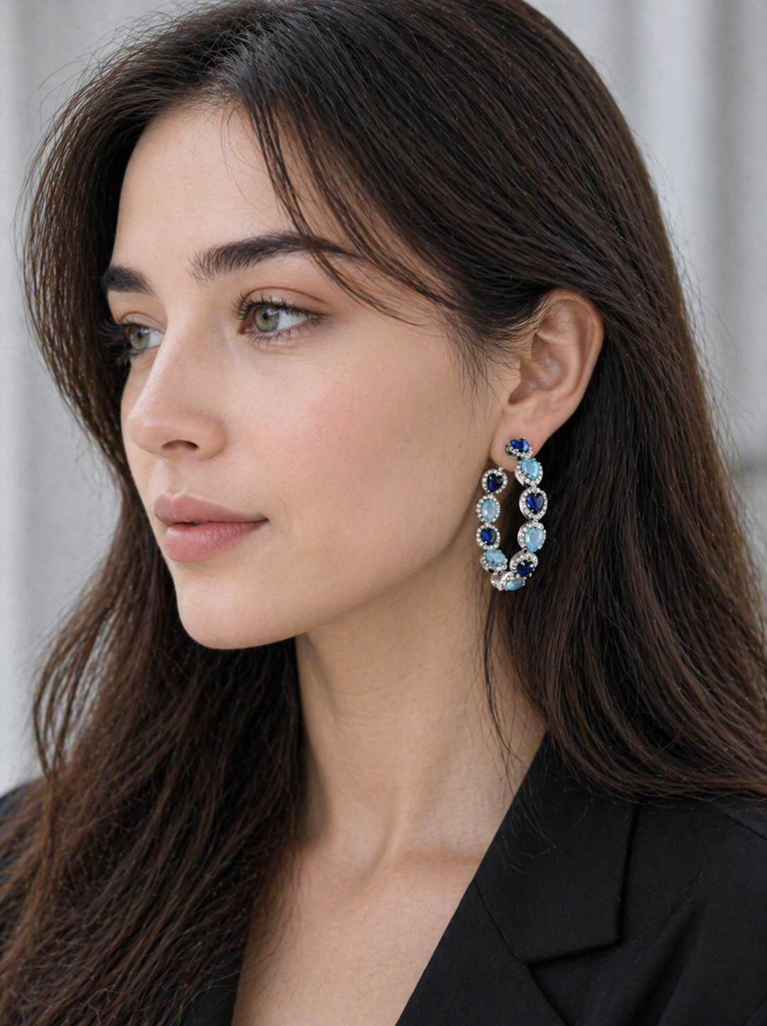 Premium Zirconia Hoop Earrings – Elegant Crystal Circle Jewelry