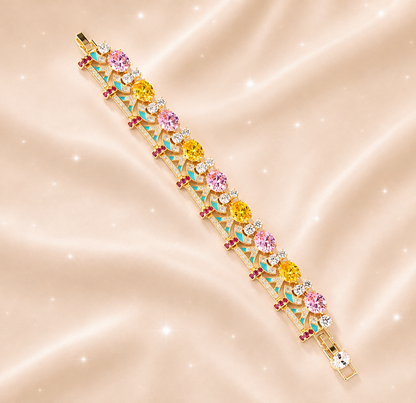 Luxury Gold Bracelet with Colorful Crystals