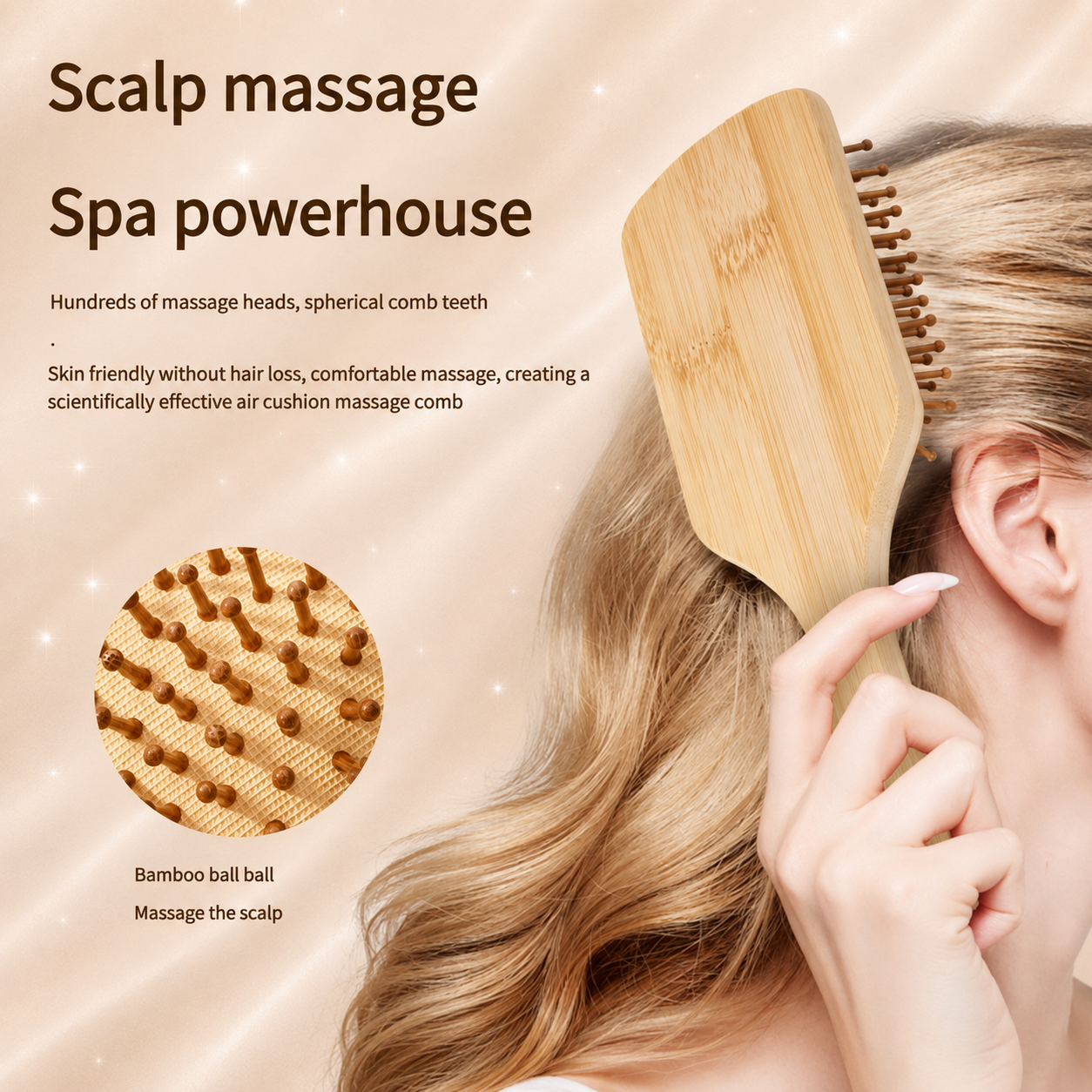 Bamboo Hair Brush – Anti-Static Scalp Massage & Detangling Brush