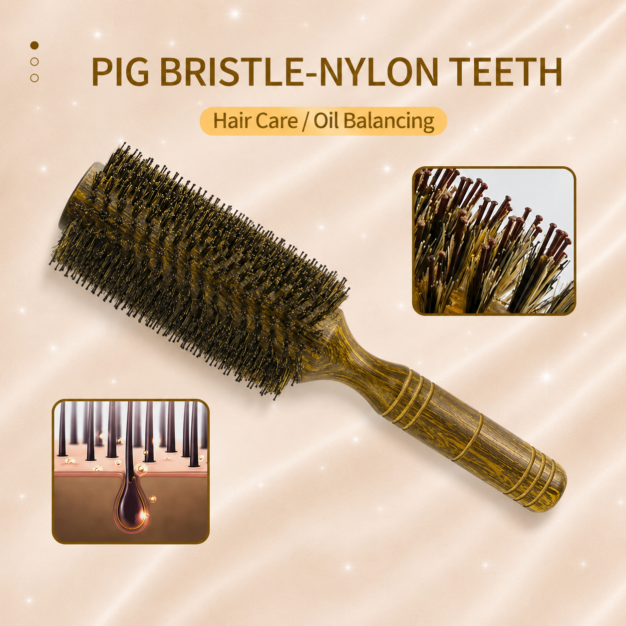 Boar Bristle Round Hair Brush – Volume & Blowout Styling