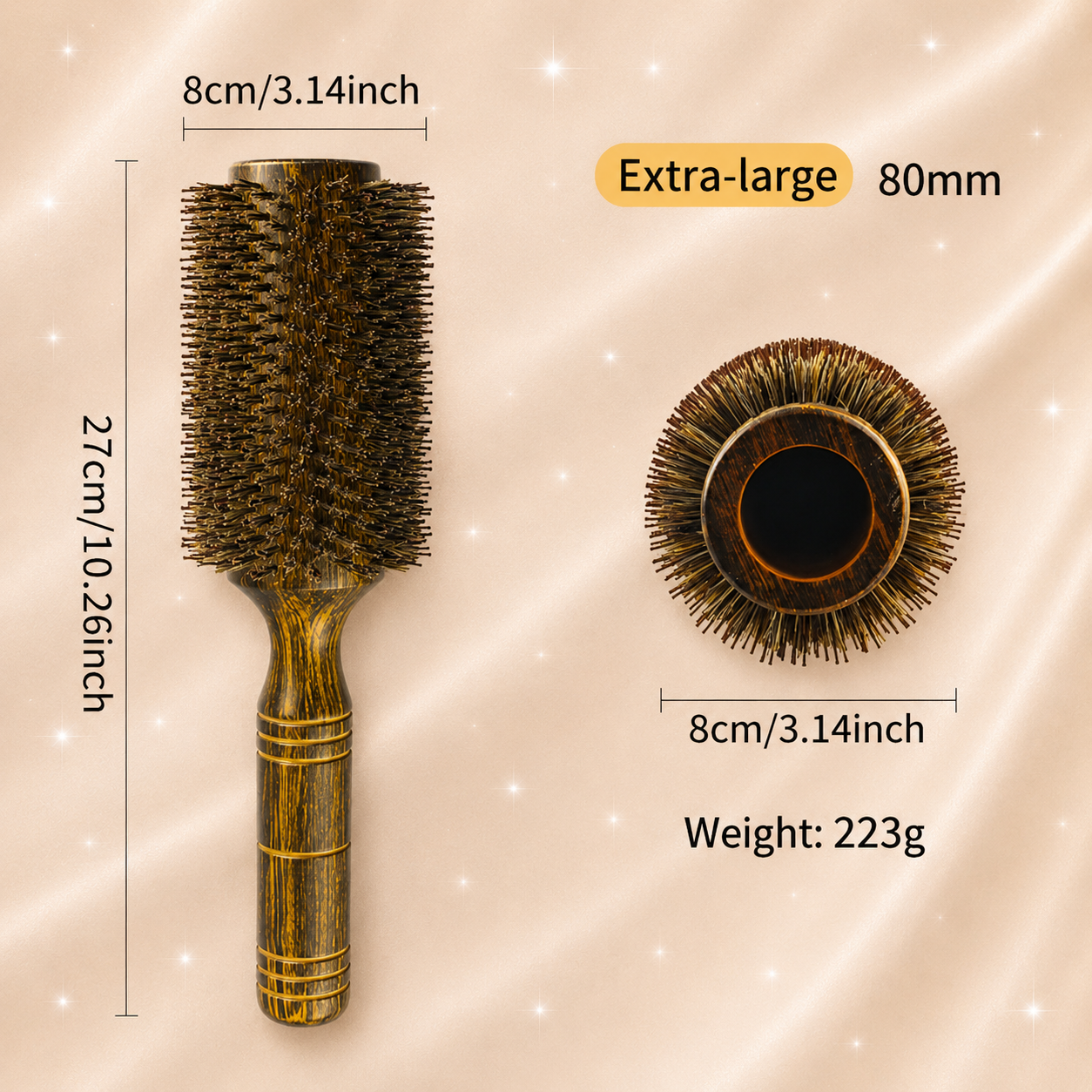 Boar Bristle Round Hair Brush – Volume & Blowout Styling