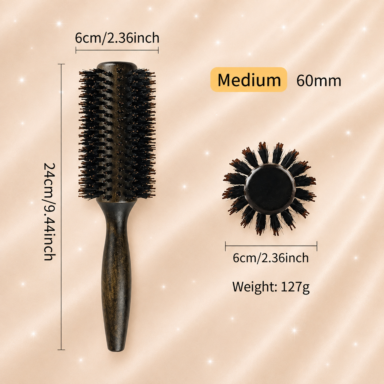 Boar Bristle Round Hair Brush – Volume & Blowout Styling