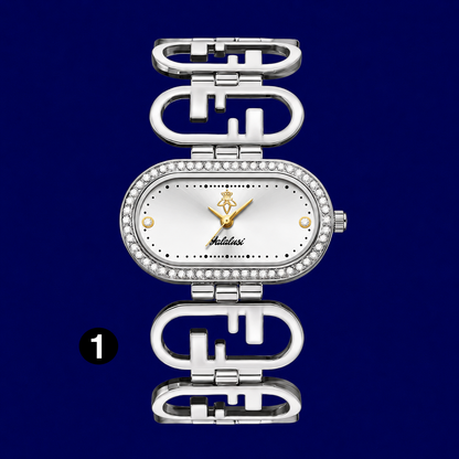 Luxury Crystal Women's Watch – Oval Quartz Bracelet Watch
