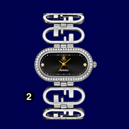 Luxury Crystal Women's Watch – Oval Quartz Bracelet Watch