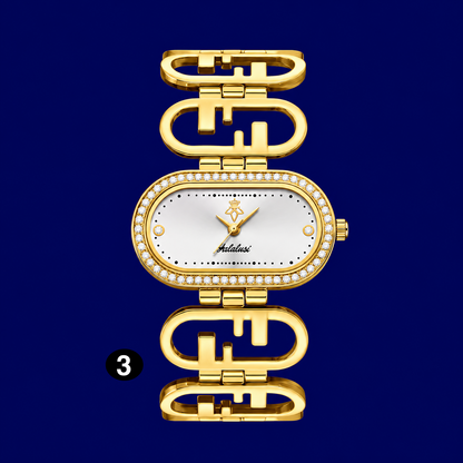 Luxury Crystal Women's Watch – Oval Quartz Bracelet Watch