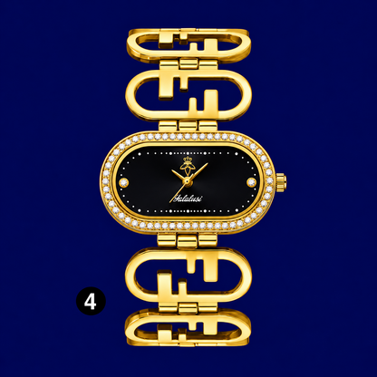 Luxury Crystal Women's Watch – Oval Quartz Bracelet Watch