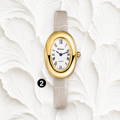 Luxury Oval Leather Women's Watch – Roman Dial Quartz Watch