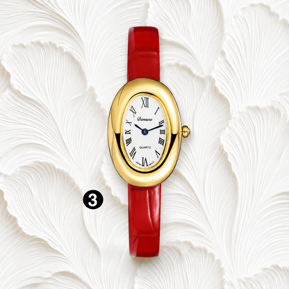 Luxury Oval Leather Women's Watch – Roman Dial Quartz Watch