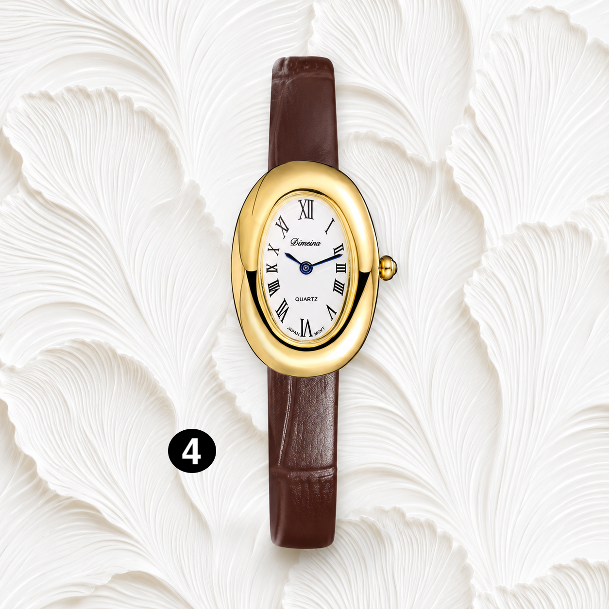 Luxury Oval Leather Women's Watch – Roman Dial Quartz Watch